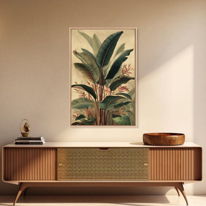 Banana Leaves Layered Framed Canvas Print, Tropical Art, Printable Art, Living Room Decor, Abstract Art, Tropic, TRO-2x3-17