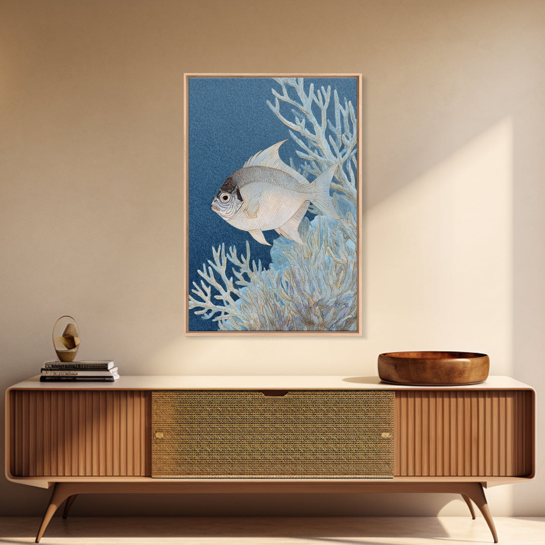 Tropical Fish over Coral Reef Framed Canvas Print, Tropical Art, Digital Print, Living Room Decor, Tropic, Downloadable Prints, TRO-2x3-43