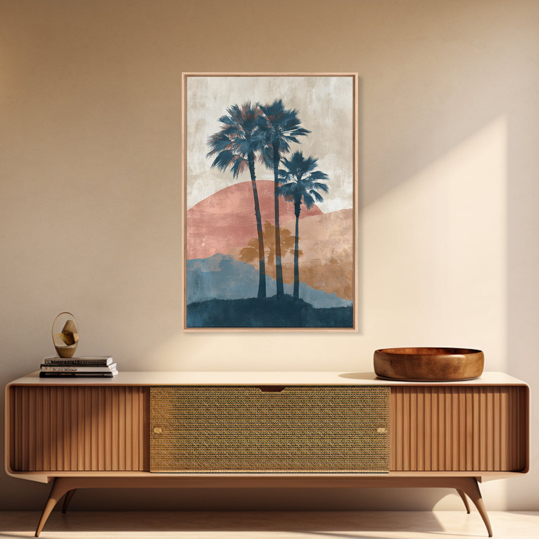 Palm Tree Silhouettes Framed Canvas Print, Tropical Art, Wall Art Prints, Living Room Decor, Fine Art, Tropic, Beach Wall Art, TRO-2x3-60