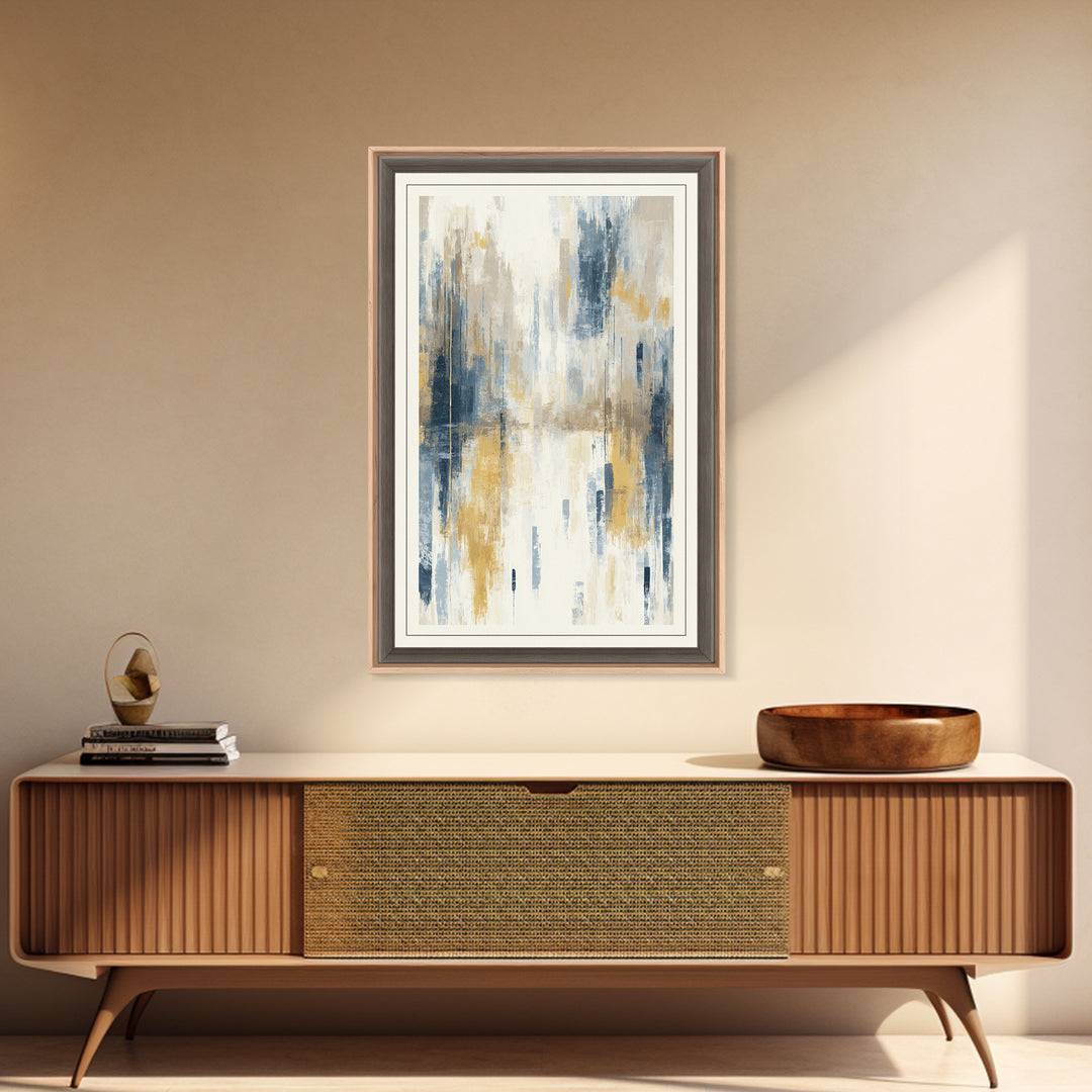 Jungle Waterfall with Misty Light Framed Canvas Print, Tropical Art, Abstract Painting, Living Room Decor, Fine Art, Tropic, TRO-2x3-69