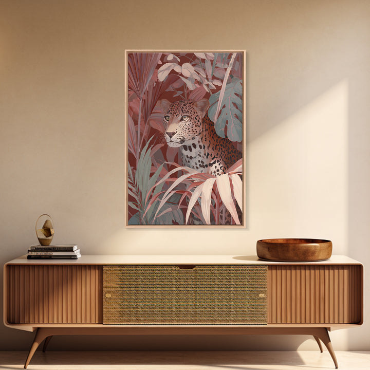 Leopard Hidden Among Palm Leaves Canvas Print, Tropical Art, Printable, Living Room Decor, Fine Art, Tropic, Coastal Decor, TRO-2x3-70