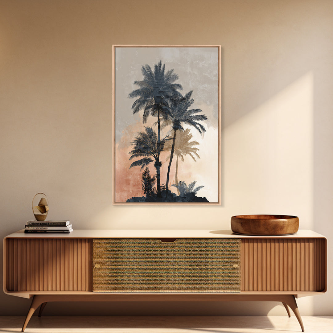 Palm Tree Silhouettes Framed Canvas Print, Tropical Art, Modern Decor, Living Room Decor, Fine Art, Tropic, Wall Decor, TRO-2x3-84