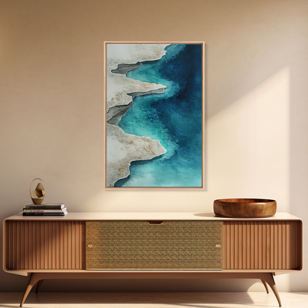 Tropical Lagoon with Turquoise Water Framed Canvas Print, Tropical Art, Gallery Wall Art, Living Room Decor, Fine Art, Tropic, TRO-2x3-87