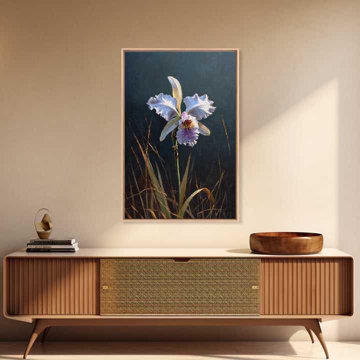 Orchid and Hummingbird Composition Framed Canvas Print, Tropical Art, Pink Wall Art, Living Room Decor, Fine Art, Tropic, TRO-2x3-90