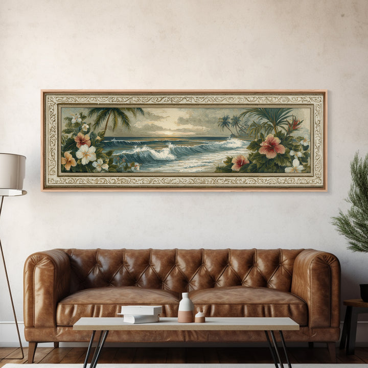 Sunset Surf Scene Canvas Print, Tropical Art, Modern Decor, Living Room Decor, Fine Art, Tropic, Wall Decor, Digital Prints, TRO-3x1-14