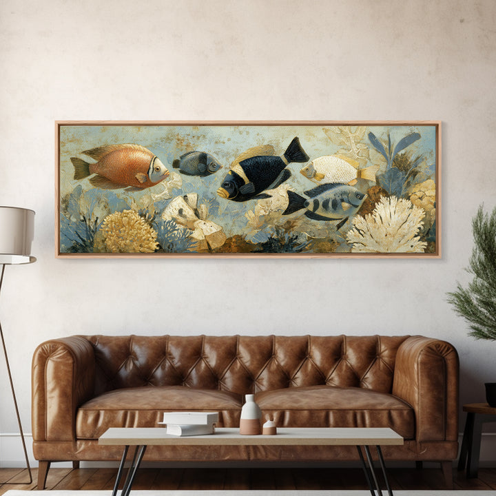 Tropical Fish over Coral Reef Canvas Print, Tropical Art, Fine Art Print, Living Room Decor, Fine Art, Tropic, Digital Prints, TRO-3x1-3
