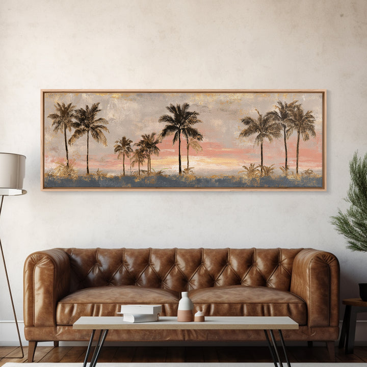 Palm Tree Silhouettes Framed Canvas Print, Tropical Art, Modern Decor, Living Room Decor, Fine Art, Tropic, Wall Decor, TRO-3x1-44