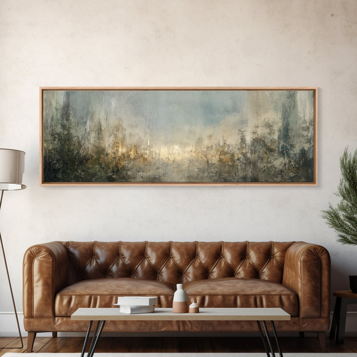 Jungle Waterfall with Misty Light Framed Canvas Print, Tropical Art, Gallery Wall Art, Living Room Decor, Fine Art, Tropic, TRO-3x1-53