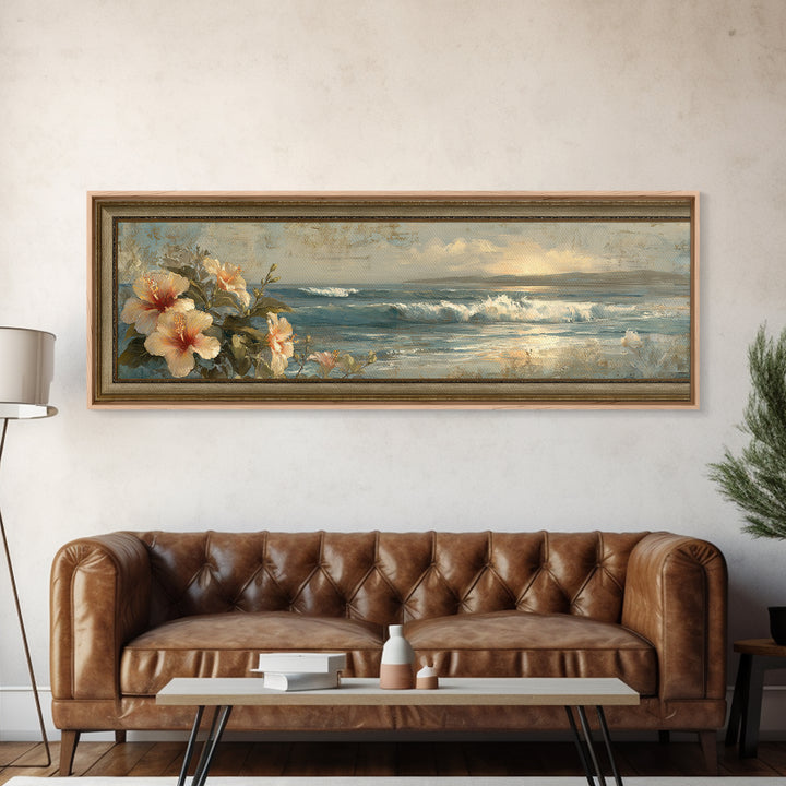 Sunset Surf Scene Canvas Print, Tropical Art, Boho Decor, Living Room Decor, Oil Painting, Tropic, Art Print, Digital Art, TRO-3x1-62