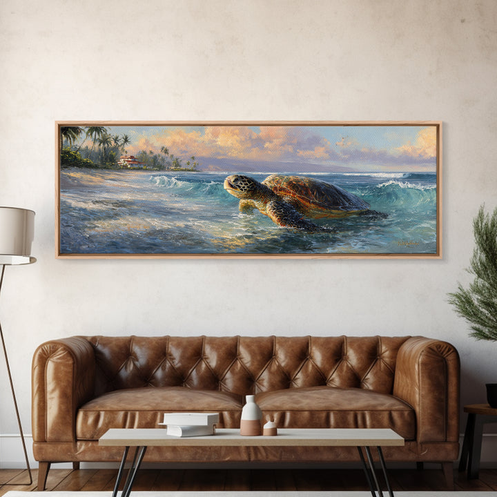 Sea Turtle Near Tropical Reef Canvas Print, Tropical Art, Wall Art Prints, Living Room Decor, Fine Art, Tropic, Beach Wall Art, TRO-3x1-83