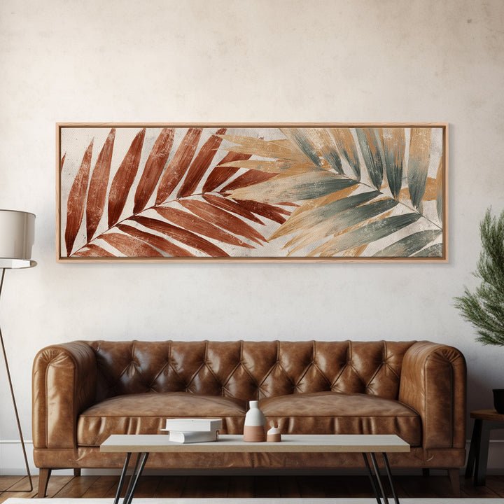 Rain Soaked Palm Leaf Closeup Canvas Print, Tropical Art, Botanical Art, Living Room Decor, Watercolor Art, Tropic, TRO-3x1-85