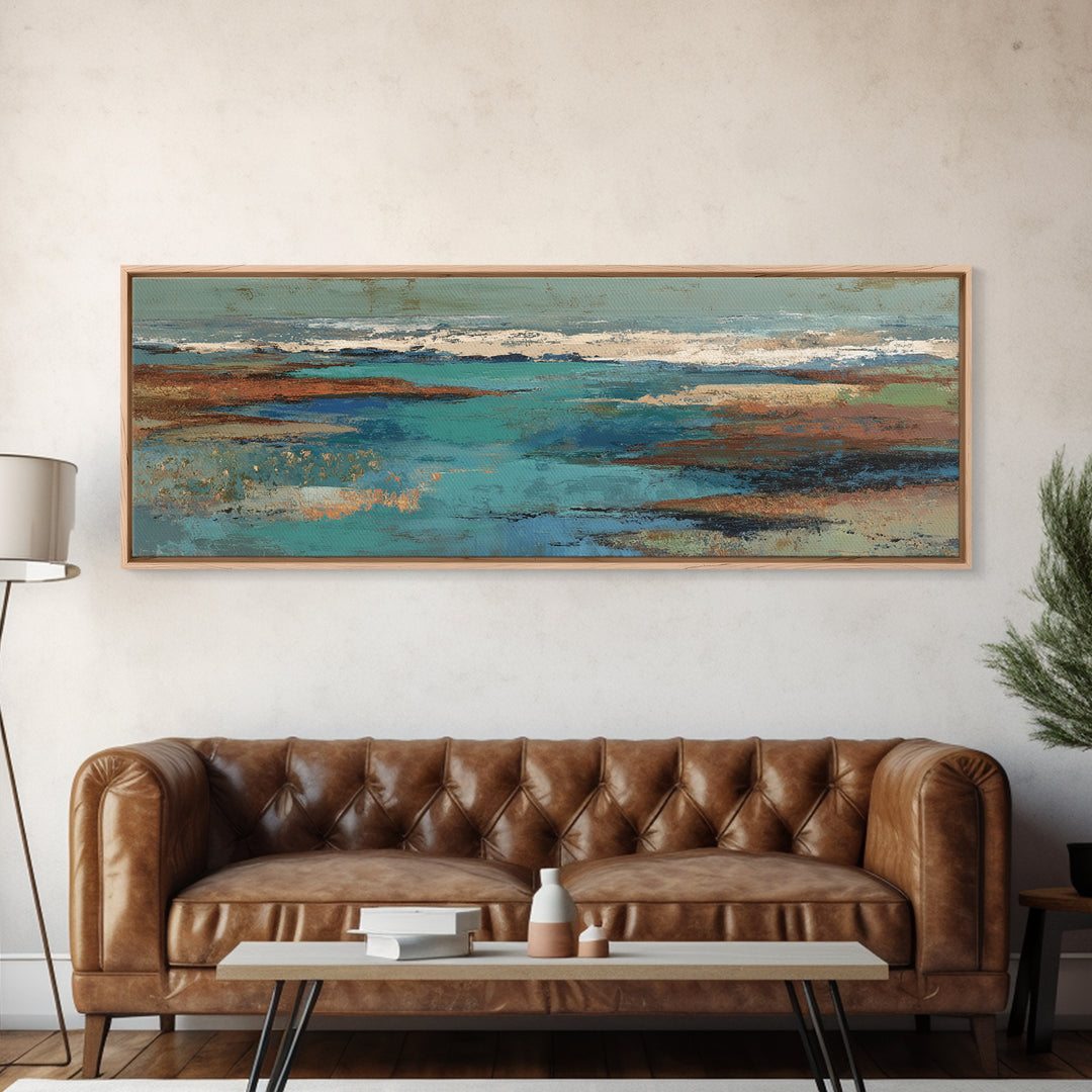 Tropical Lagoon with Turquoise Water Canvas Print, Tropical Art, Digital Art, Living Room Decor, Oil Painting, Tropic, TRO-3x1-95