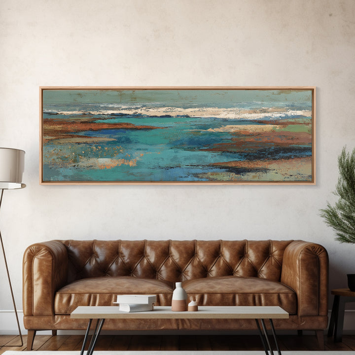 Tropical Lagoon with Turquoise Water Canvas Print, Tropical Art, Digital Art, Living Room Decor, Oil Painting, Tropic, TRO-3x1-95
