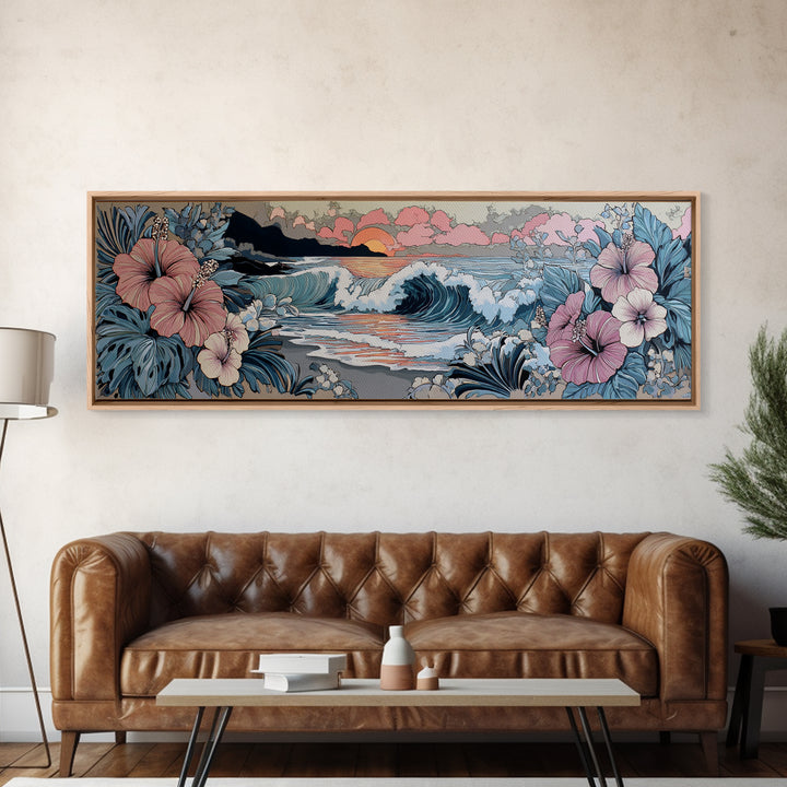 Orchid and Hummingbird Composition Canvas Print, Tropical Art, Gallery Wall Art, Living Room Decor, Fine Art, Tropic, TRO-3x1-98