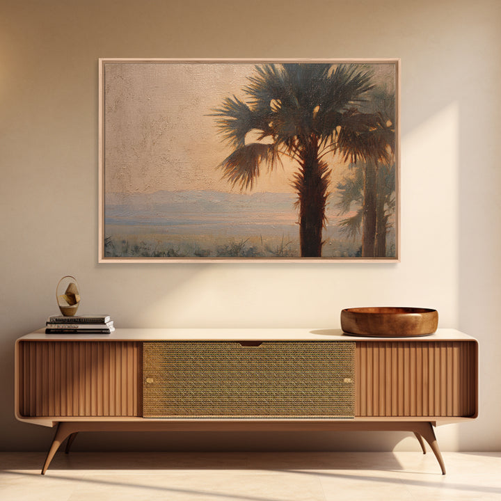 Palm Tree Silhouettes Canvas Print, Tropical Art, Gallery Wall Art, Living Room Decor, Fine Art, Tropic, Textured Painting, TRO-3x2-32