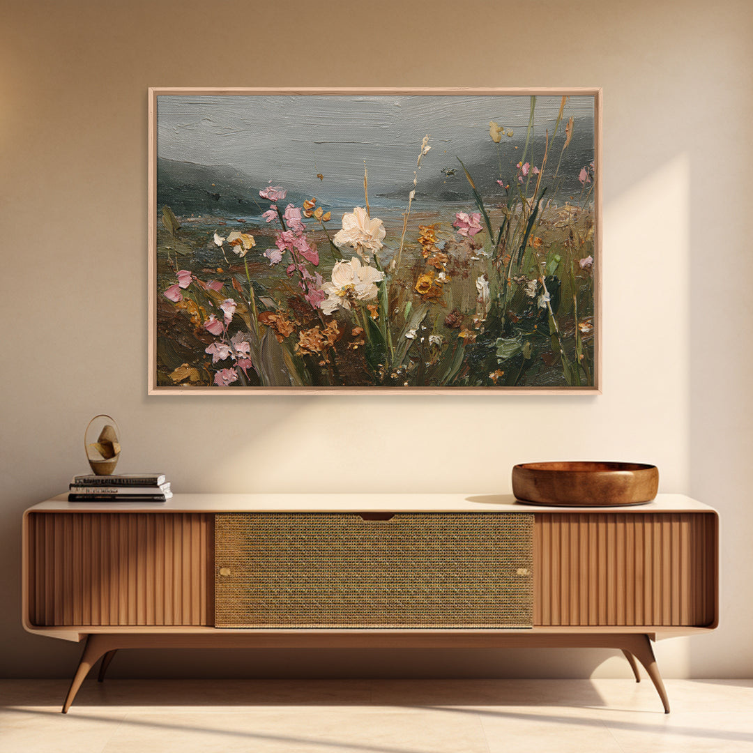 Orchid and Hummingbird Composition Canvas Print, Tropical Art, Abstract Painting, Living Room Decor, Fine Art, Tropic, TRO-3x2-38
