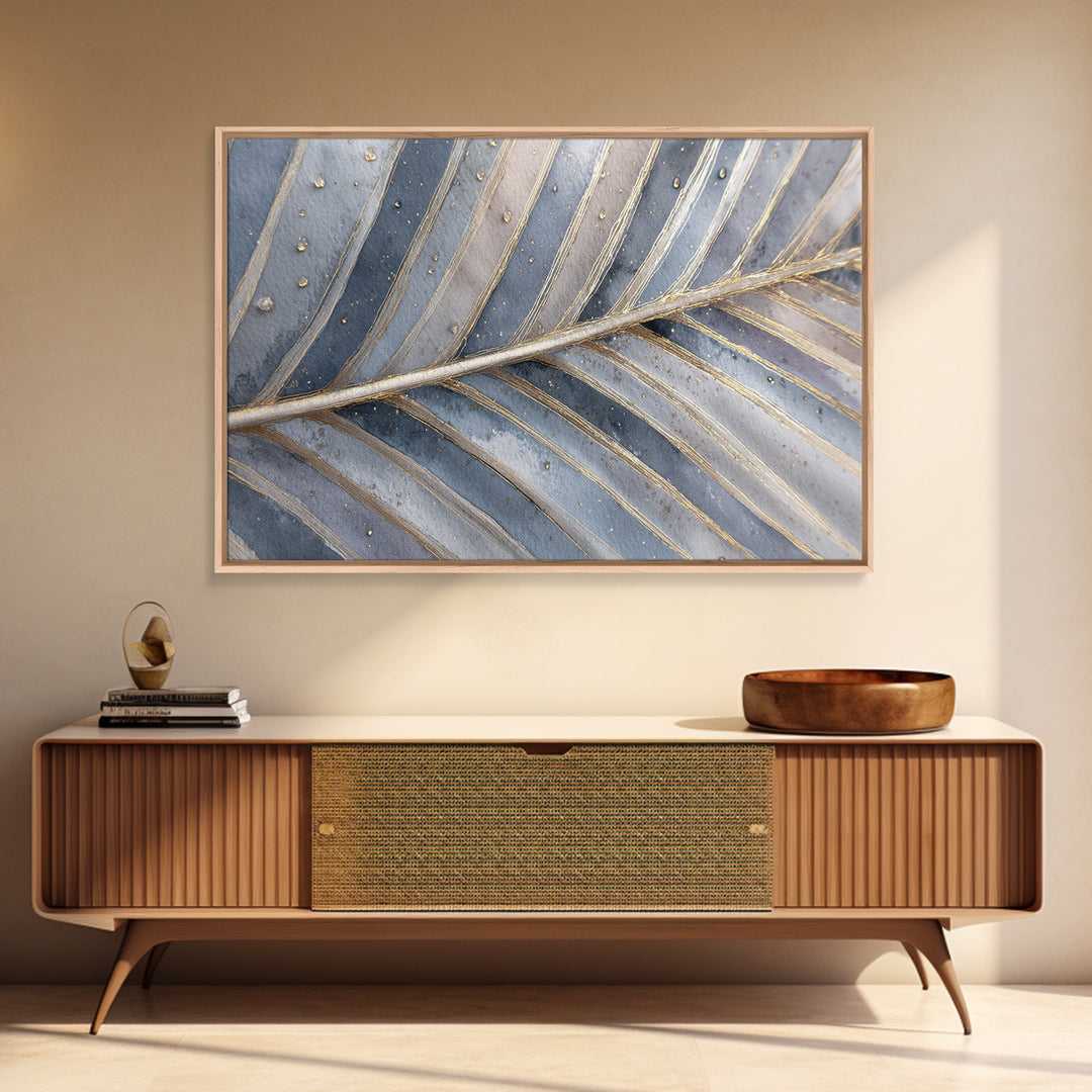 Rain Soaked Palm Leaf Closeup Canvas Print, Tropical Art, Neutral Decor, Living Room Decor, Oil Painting, Tropic, Home Decor, TRO-3x2-49