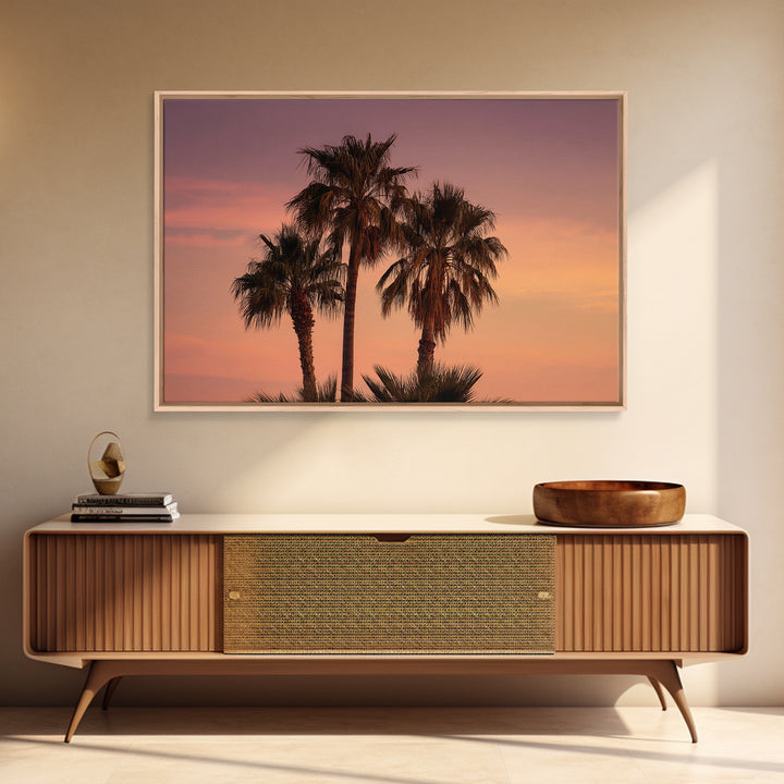 Palm Tree Silhouettes Framed Canvas Print, Tropical Art, Beach Decor, Living Room Decor, Oil Painting, Tropic, Fine Art Print, TRO-3x2-8