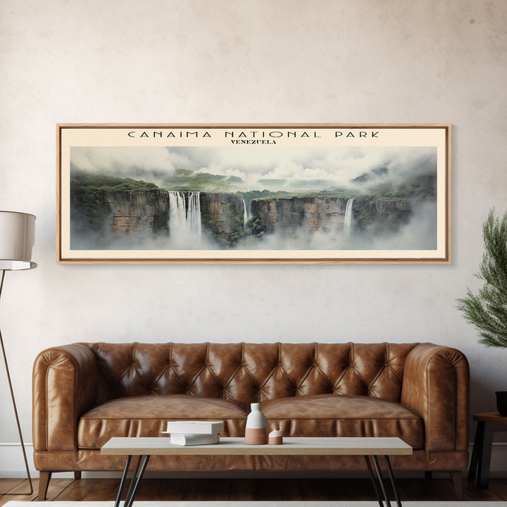 Canaima National Park Retro Style Travel Poster - Framed Canvas Print - COUNTRY Travel Decor | Vintage Style Home Decor - Travel Print - Wall Art