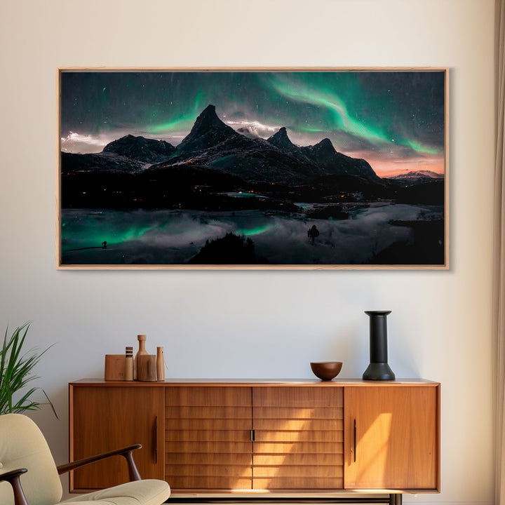 Northern Lights Fine Art Canvas Print, Aurora Wall Art , Landscape Print, Aurora Painting, Aurora Borealis Poster