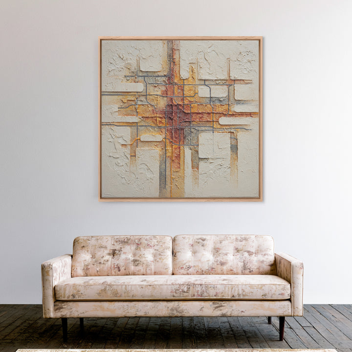 Abstract Subway Map Lines Without Labels Framed Canvas Print, Urban Art, Oil Painting, Living Room Decor, Fine Art, Urban, URB-1x1-28