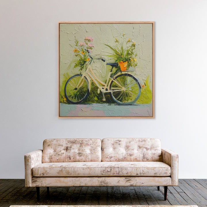Bicycle Locked to Post Framed Canvas Print, Urban Art, African American Art, Living Room Decor, Fine Art, Urban, Gallery Decor, URB-1x1-39