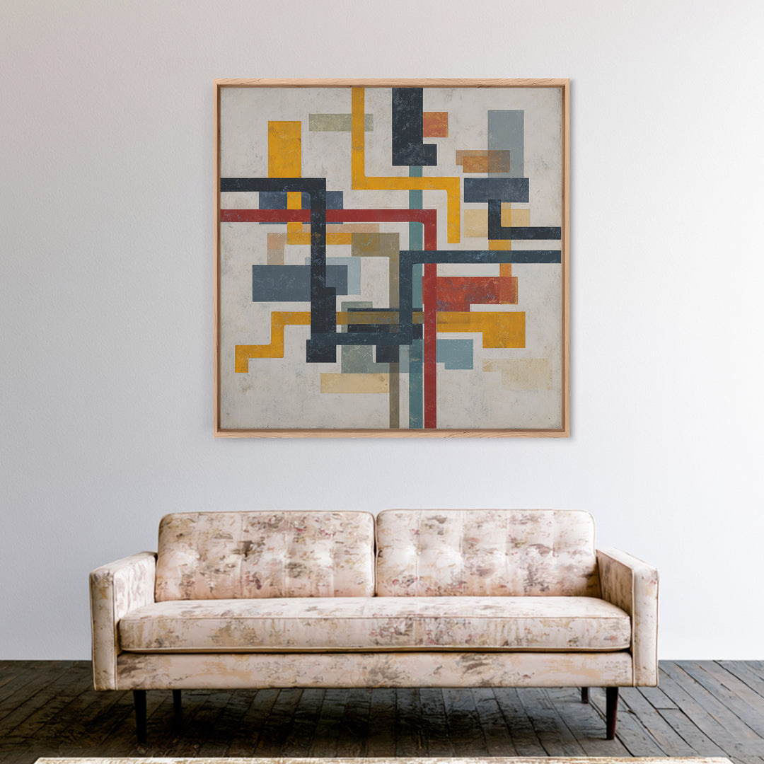 Abstract Subway Map Lines Without Labels Canvas Print, Urban Art, Home Decor, Living Room Decor, Abstract Art, Urban, URB-1x1-4