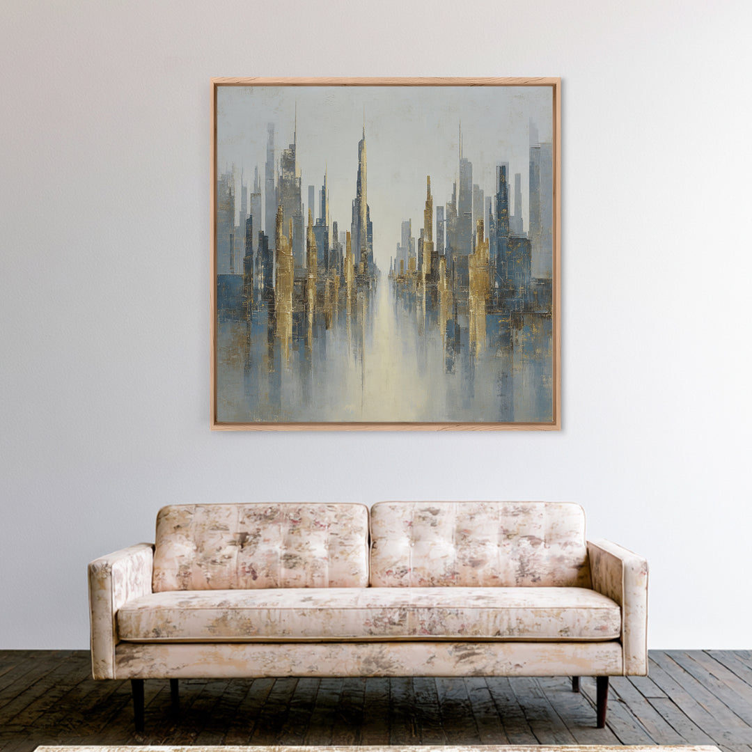 Moody City Skyline Reflected Canvas Print, Urban Art, Modern Decor, Living Room Decor, Abstract Art, Urban, Home Decor, URB-1x1-49