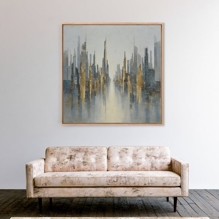 Moody City Skyline Reflected Canvas Print, Urban Art, Modern Decor, Living Room Decor, Abstract Art, Urban, Home Decor, URB-1x1-49
