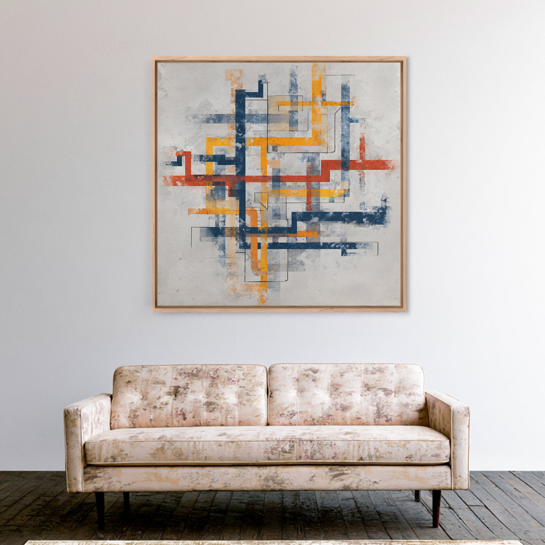 Abstract Subway Map Lines Without Labels Canvas Print, Urban Art, Canvas Painting, Living Room Decor, Abstract Art, Urban, URB-1x1-76