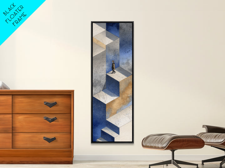 Skateboarder Crossing a Concrete Plaza Canvas Print, Urban Art, Art Deco, Living Room Decor, Fine Art, Urban, Book Shelf Decor, URB-1x3-43