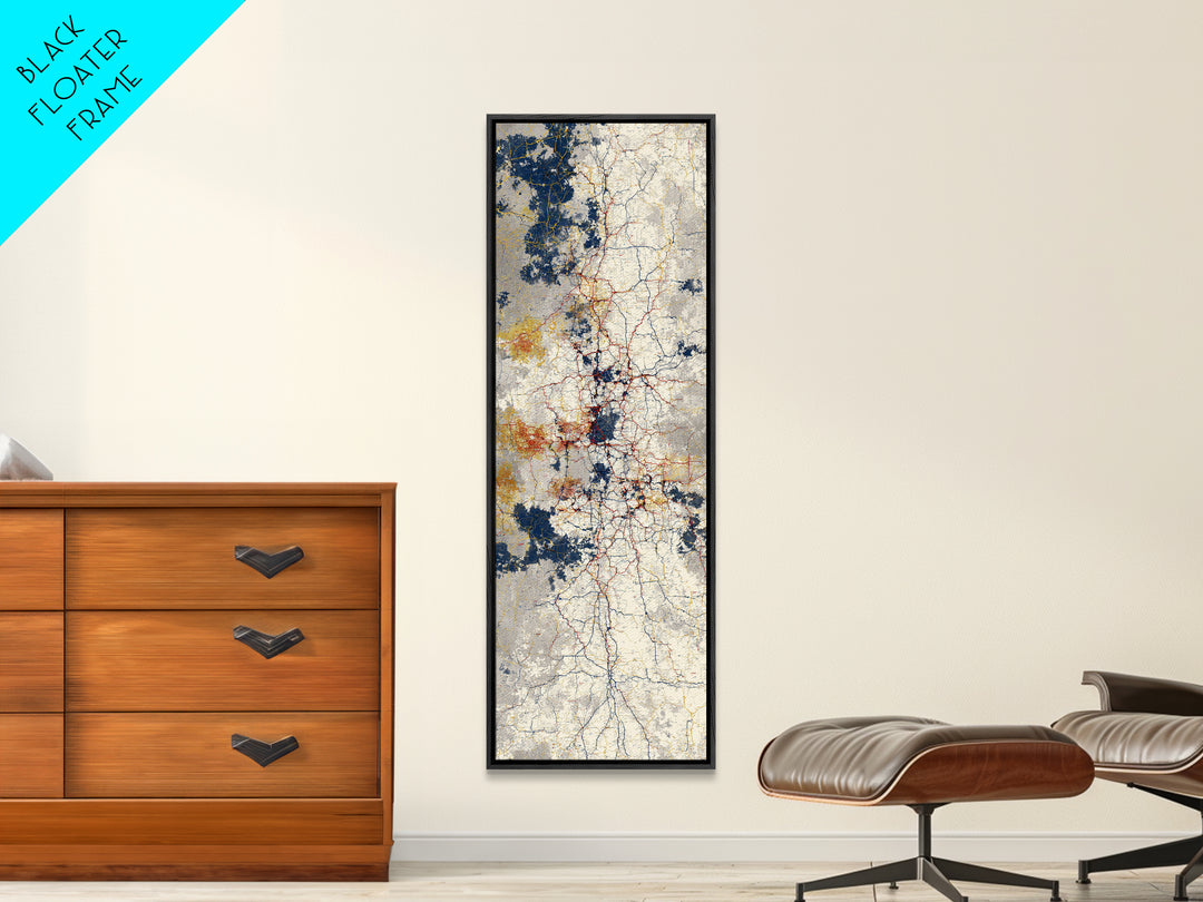 Abstract Subway Map Lines Without Labels Framed Canvas Print, Urban Art, Canvas Wall Art, Living Room Decor, Abstract Art, URB-1x3-64