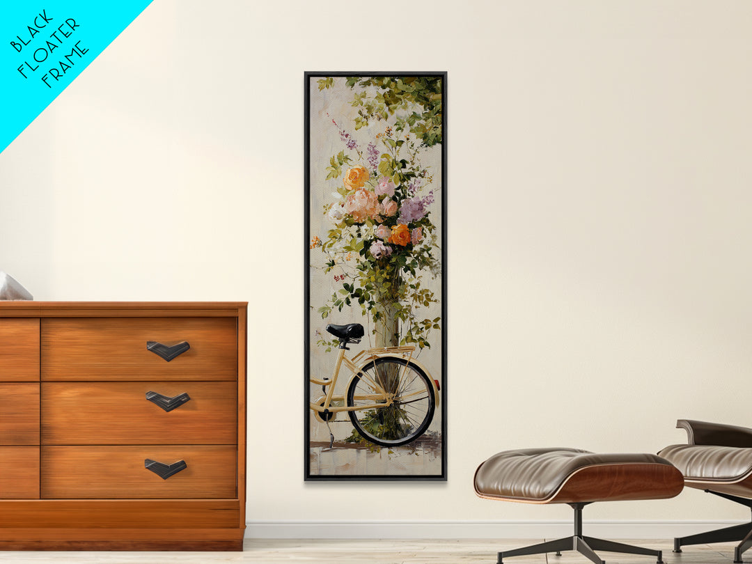 Bicycle Locked to Post Canvas Print, Urban Art, Pop Art, Living Room Decor, Watercolor Art, Urban, Textured Painting, URB-1x3-99