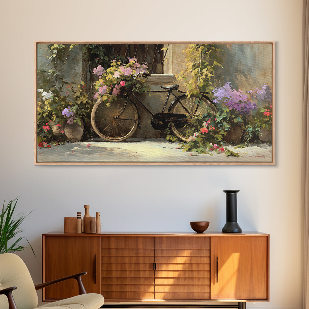 Bicycle Locked to Post Framed Canvas Print, Urban Art, African American Art, Living Room Decor, Fine Art, Urban, Gallery Decor, URB-2x1-11