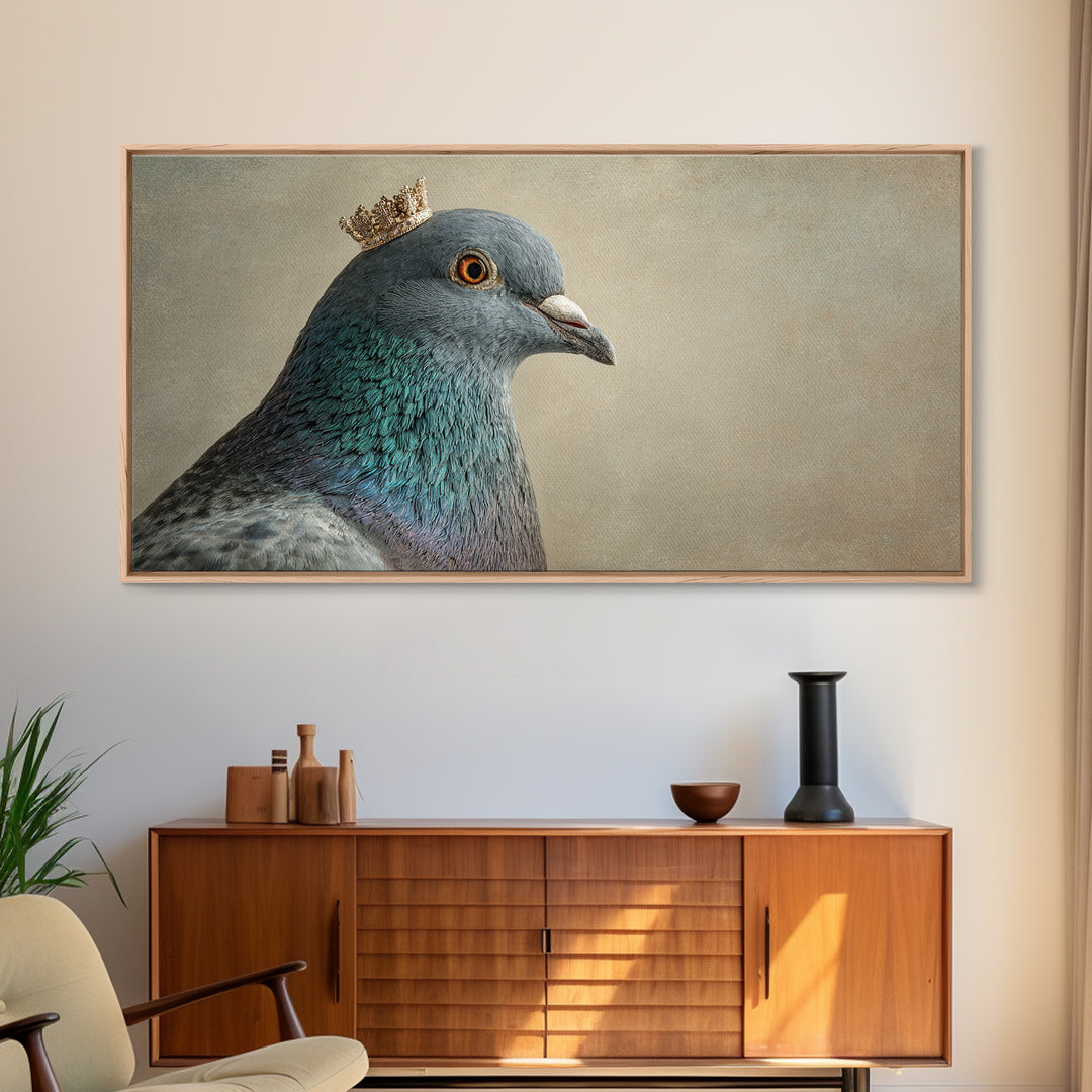 Urban Pigeon Portrait Framed Canvas Print, Urban Art, Minimalist Decor, Living Room Decor, Fine Art, Urban, Textured Wall Art, URB-2x1-28