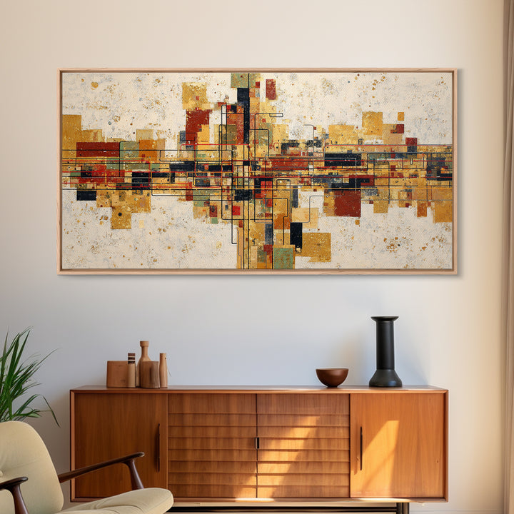 Abstract Subway Map Lines Without Labels Framed Canvas Print, Urban Art, Original Art, Living Room Decor, Abstract Art, Urban, URB-2x1-72