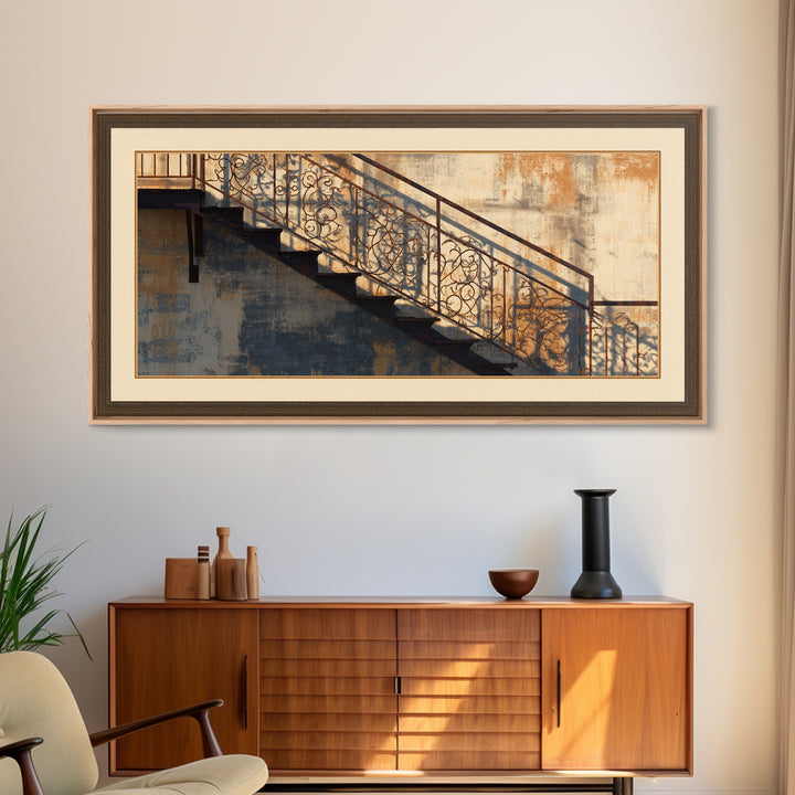 Fire Escape Silhouette Canvas Print, Urban Art, Wall Decor, Living Room Decor, Fine Art, Urban, Living Room Wall Art, URB-2x1-94