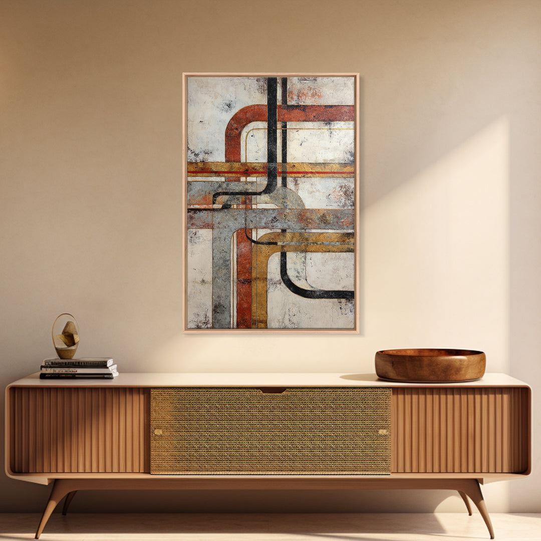 Abstract Subway Map Lines Without Labels Framed Canvas Print, Urban Art, Wall Art, Living Room Decor, Abstract Art, Urban, URB-2x3-60