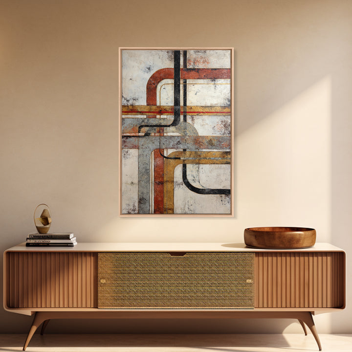 Abstract Subway Map Lines Without Labels Framed Canvas Print, Urban Art, Wall Art, Living Room Decor, Abstract Art, Urban, URB-2x3-60