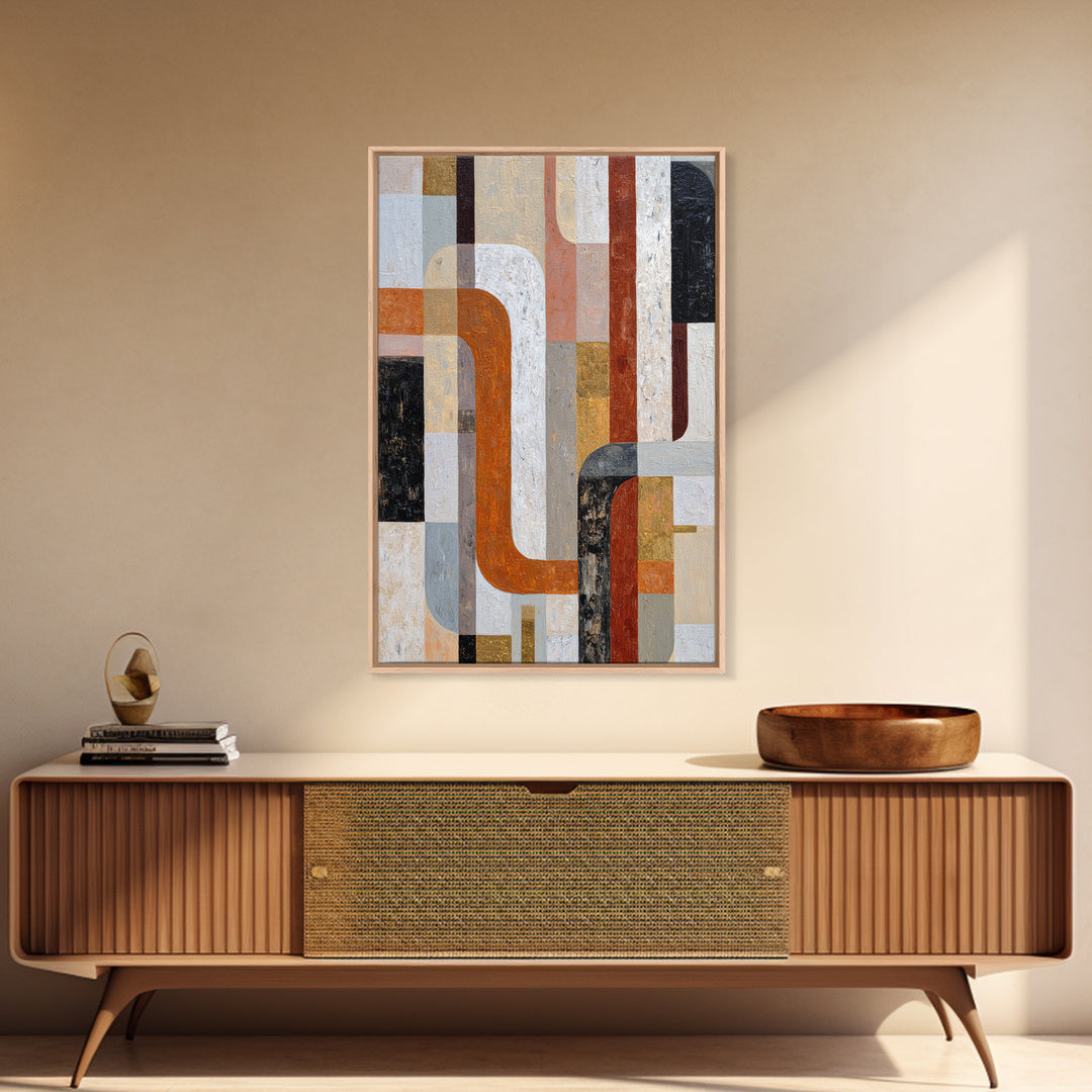 High Rise Window Grid Abstract Framed Canvas Print, Urban Art, Oil Painting, Living Room Decor, Abstract Art, Urban, URB-2x3-75
