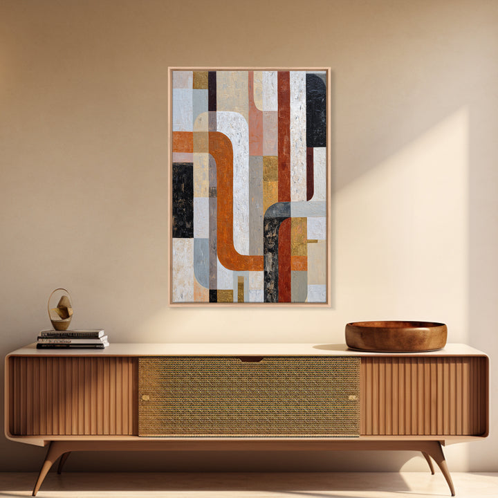 High Rise Window Grid Abstract Framed Canvas Print, Urban Art, Oil Painting, Living Room Decor, Abstract Art, Urban, URB-2x3-75