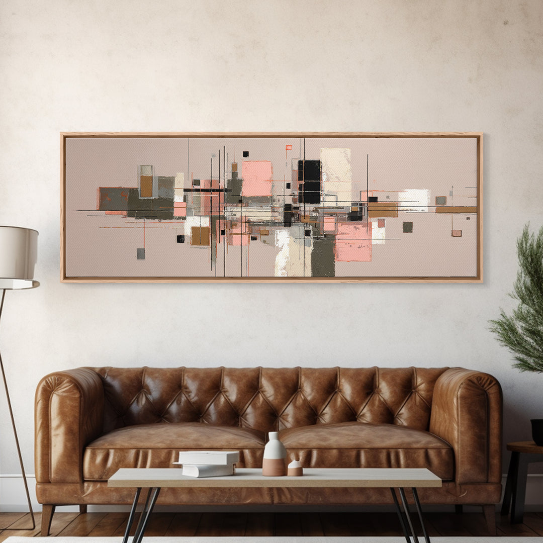 High Rise Window Grid Abstract Canvas Print, Urban Art, Pop Art, Living Room Decor, Abstract Art, Urban, Textured Painting, URB-3x1-11