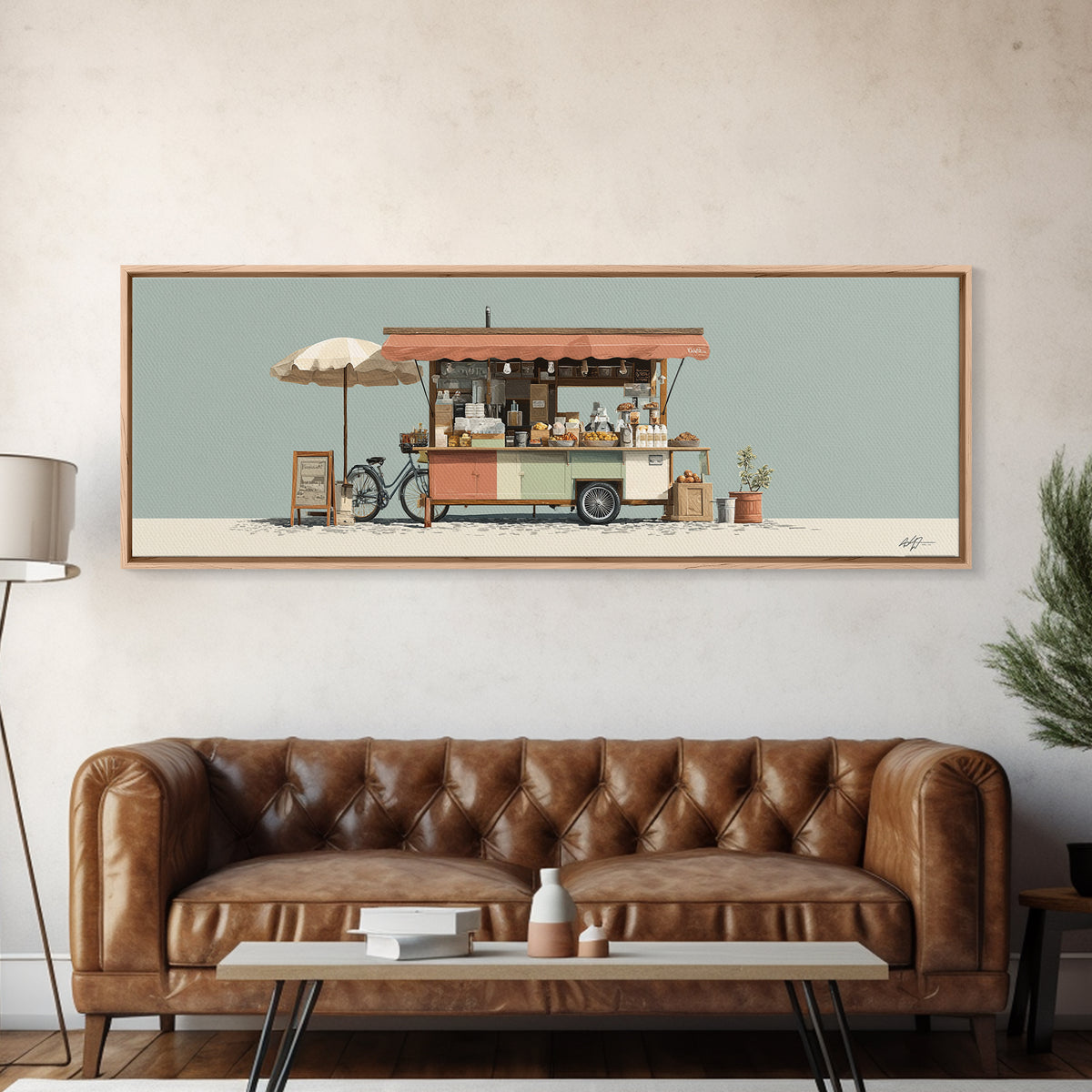 Street Food Cart Still Life Without Signage Framed Canvas Print, Urban Art, Room Decor, Living Room Decor, Fine Art, Urban, URB-3x1-63