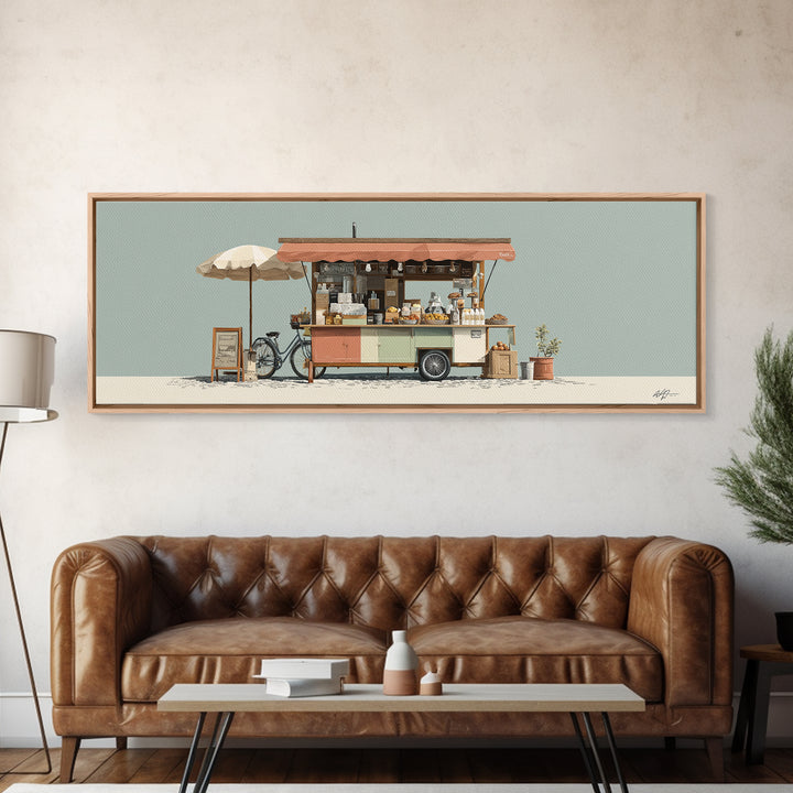 Street Food Cart Still Life Without Signage Framed Canvas Print, Urban Art, Room Decor, Living Room Decor, Fine Art, Urban, URB-3x1-63
