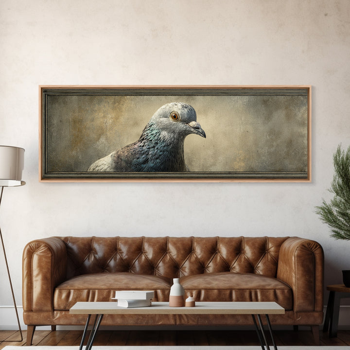 Urban Pigeon Portrait Framed Canvas Print, Urban Art, Wall Art, Living Room Decor, Fine Art, Urban, Printable Art, URB-3x1-72