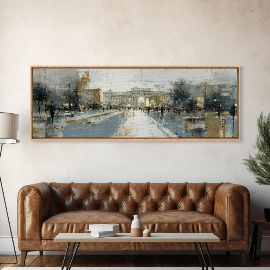 Open Manhole Steam Framed Canvas Print, Urban Art, Canvas Wall Art, Living Room Decor, Fine Art, Urban, Colorful Wall Art, URB-3x1-9