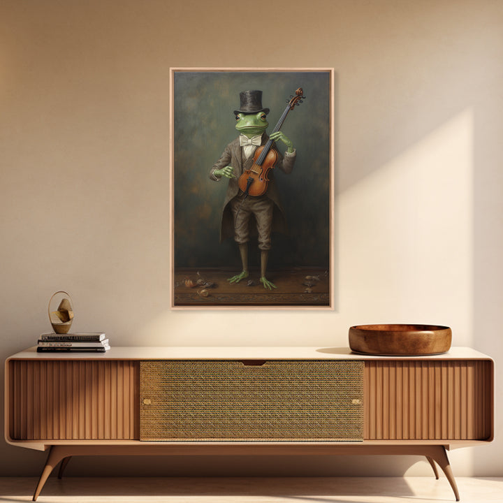Frog Violinist, Victorian Animal Portrait, Halloween Art, Gothic Whimsy Decor, Anthropomorphic Costume Art