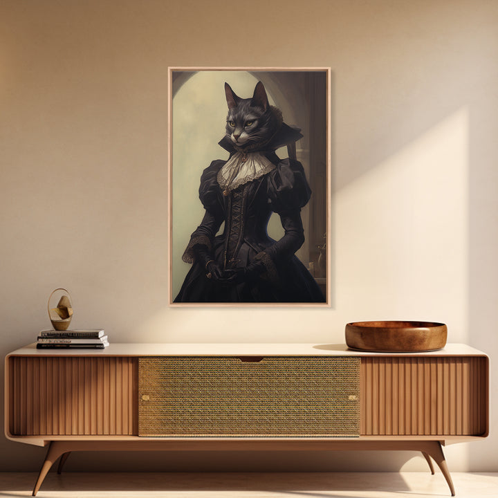 Lynx Noblewoman, Victorian Animal Portrait, Halloween Art, Gothic Whimsy Decor, Anthropomorphic Costume Art