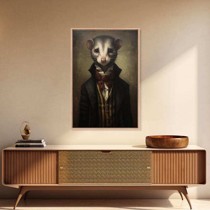 Weasel Aristocrat, Victorian Animal Portrait, Halloween Art, Gothic Whimsy Decor, Anthropomorphic Costume Art