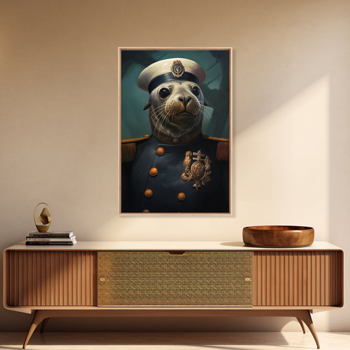 Seal Admiral, Victorian Animal Portrait, Halloween Art, Gothic Whimsy Decor, Anthropomorphic Costume Art